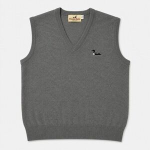 Vintage Winona Knits Mens XL Gray Loon Sweater Vest V Neck Made in USA